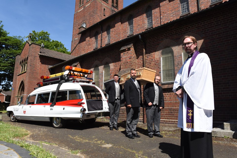 Film fan Paul Harbourne is hiring out his a Ghostbusters car to carry coffins to funerals