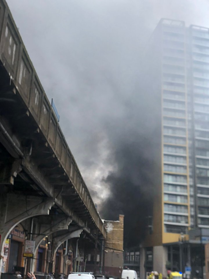 Huge plumes of black smoke could be seen rising from the station