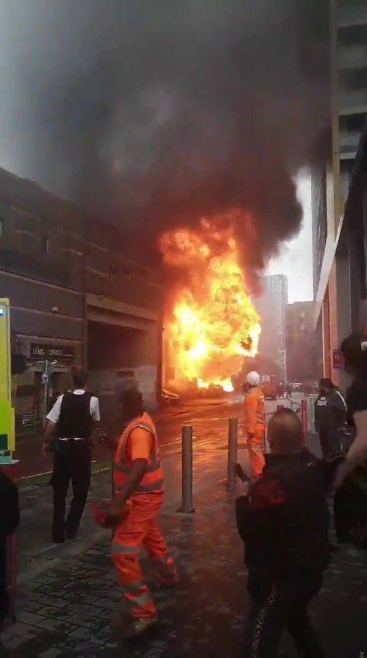 A huge fireball erupted from the side of the station