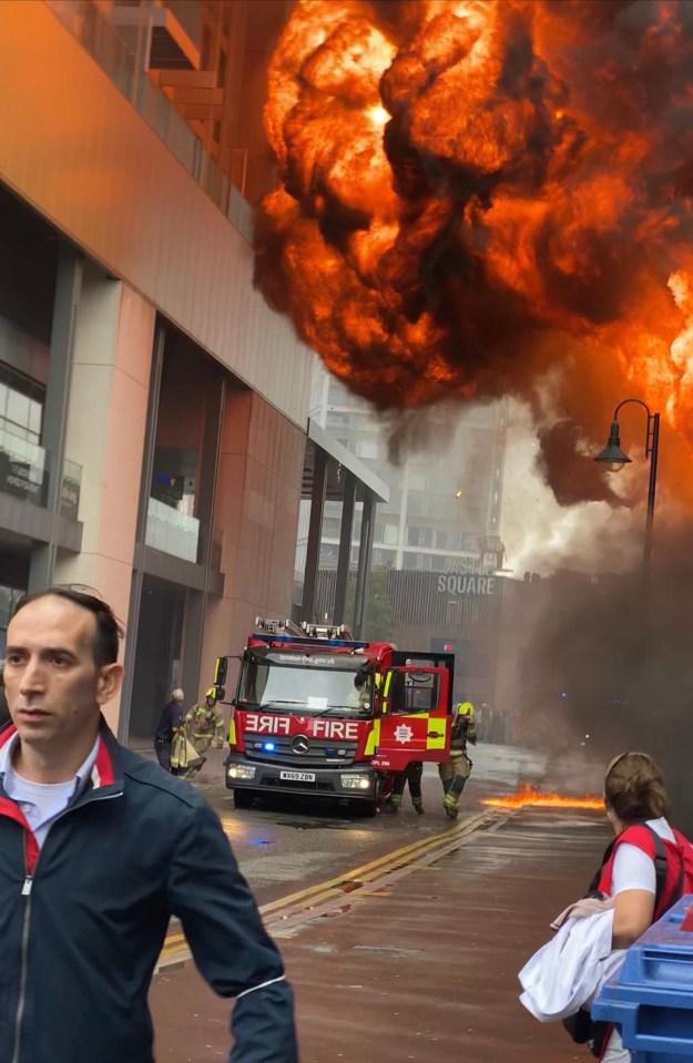 Brave firefighters were seen tackling the enormous blaze