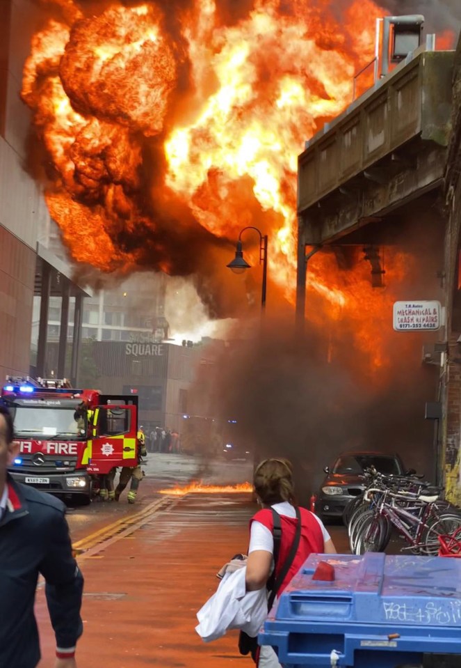 A huge fireball erupted from inside one of the railway arches