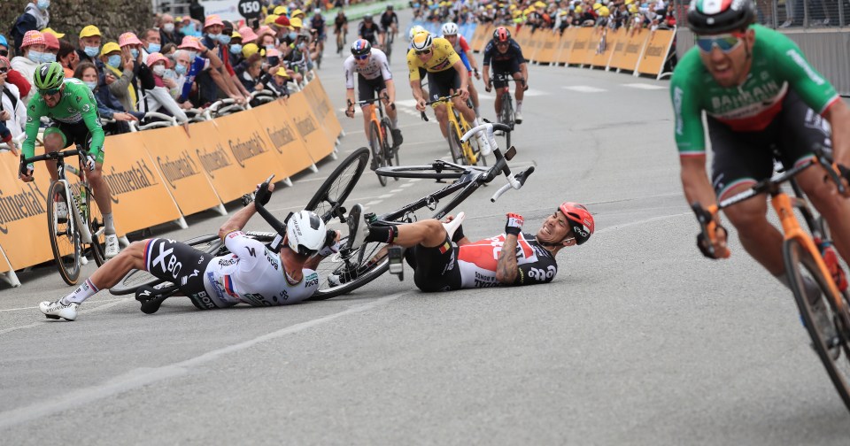 The Australian rider went down with Peter Sagan just yards from the line