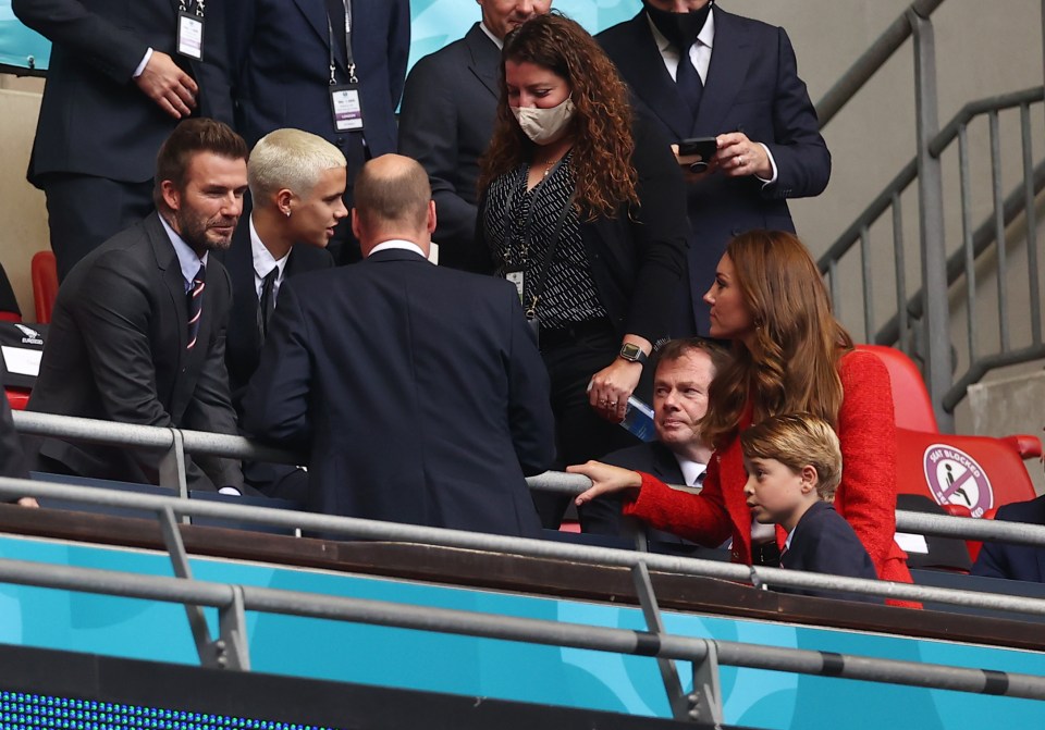 Kate and William were seen chatting to David and Victoria Beckham