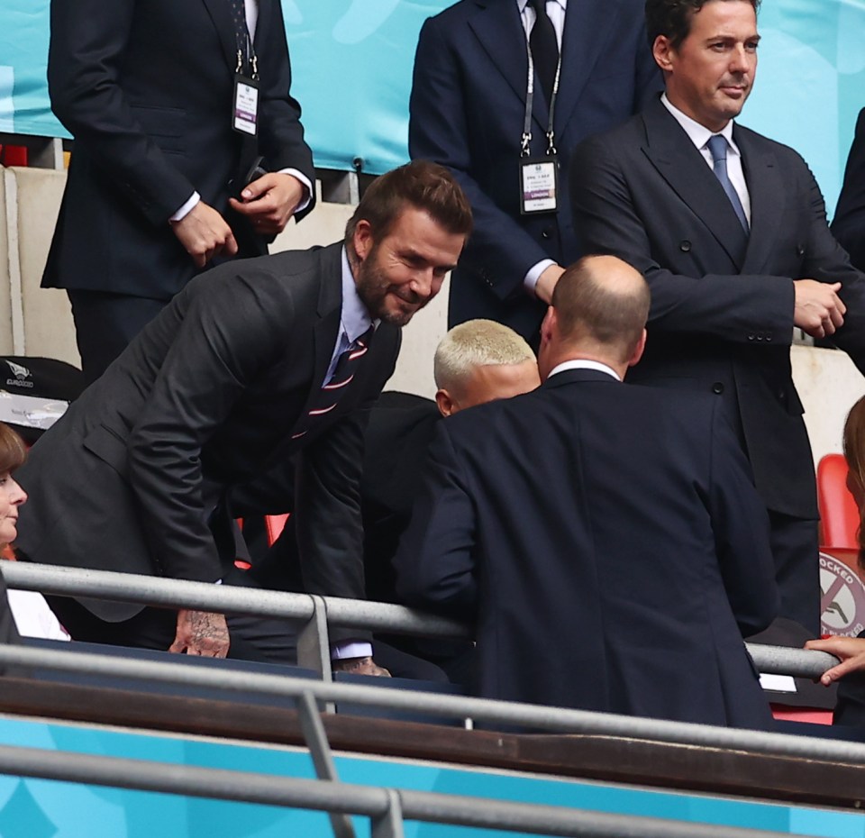 David Beckham smiled as he spoke with Prince William, who is the President of the FA