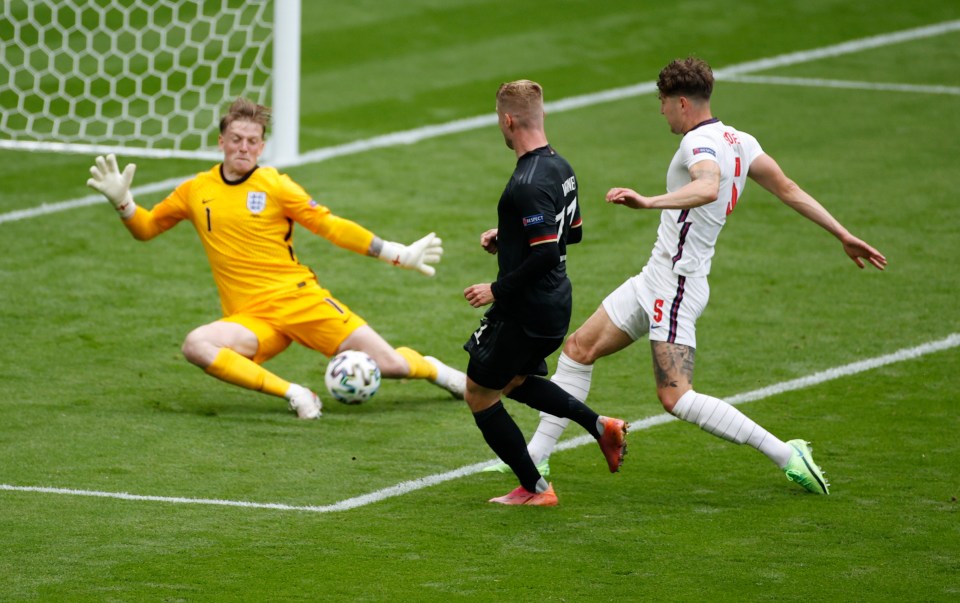 Jordan Pickford was hailed after keeping his fourth clean sheet of Euro 2020 against Germany