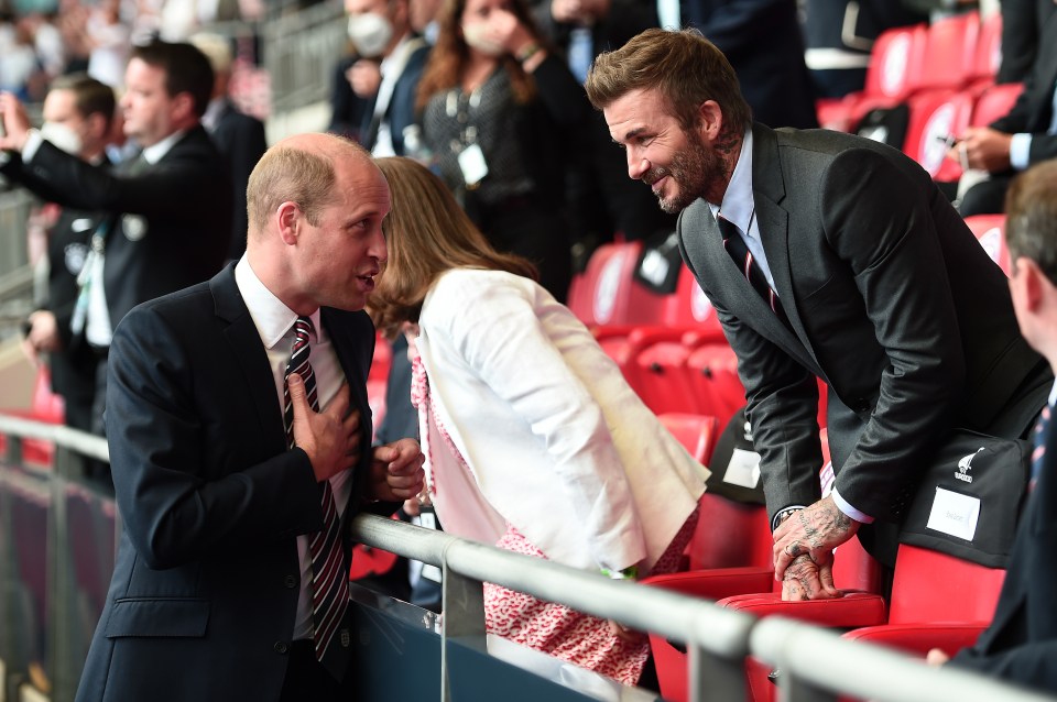 The duke caught up with David Beckham at half time