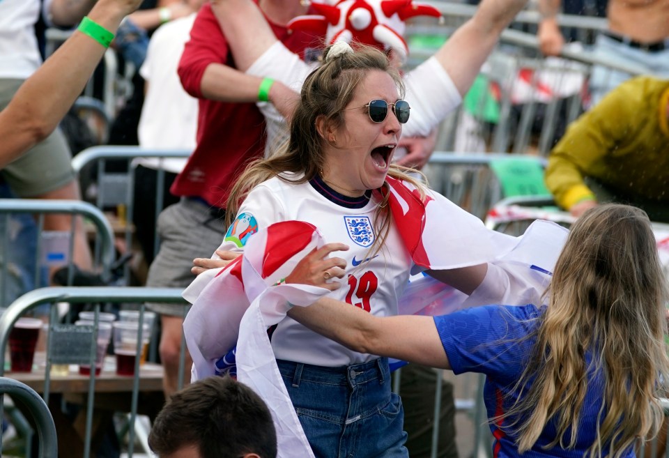 England fans celebrate their win against Germany