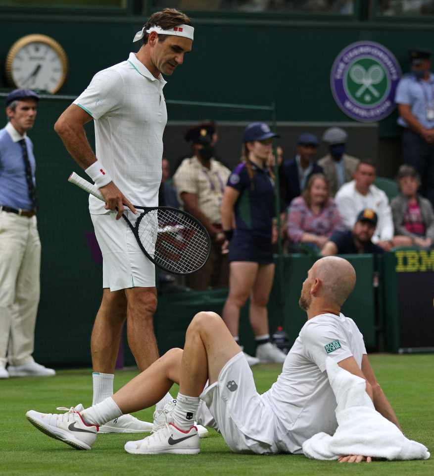 Federer checked up on the world No42 who said he heard a 'big crack'