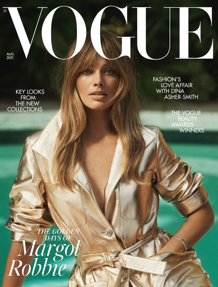 Margot appears on the cover of the August issue of British Vogue - available via digital download and on newsstands tomorrow