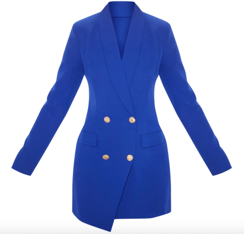  This stylish blazer dress accentuates an apple's legs