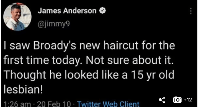 James Anderson deleted this tweet back from 2010