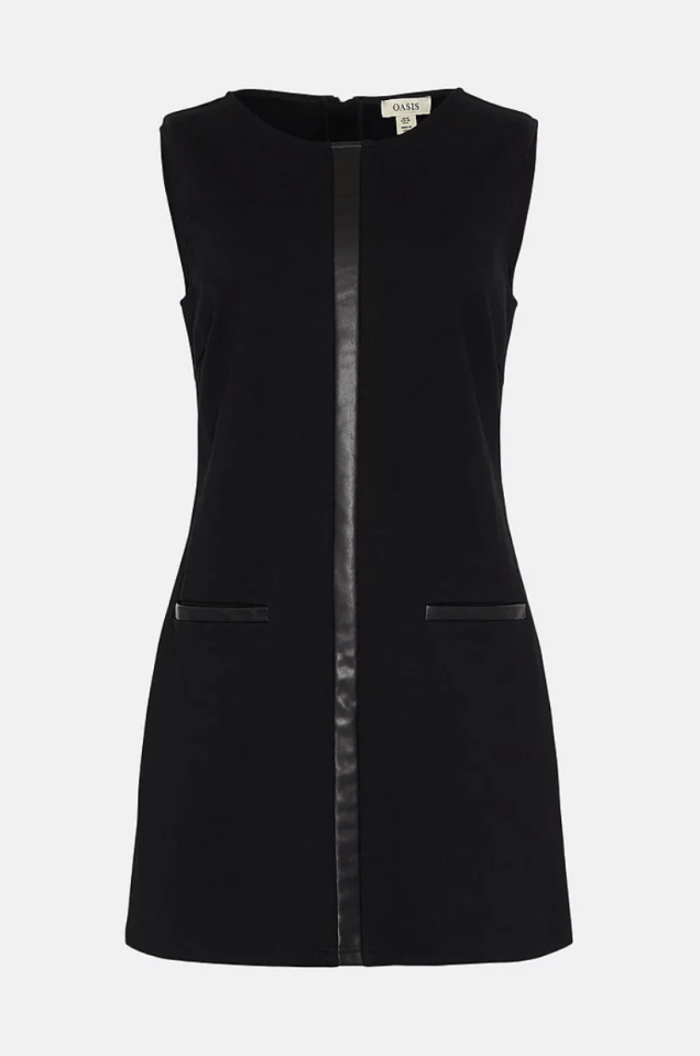  Pu Trim Detail Ponte A Line Dress