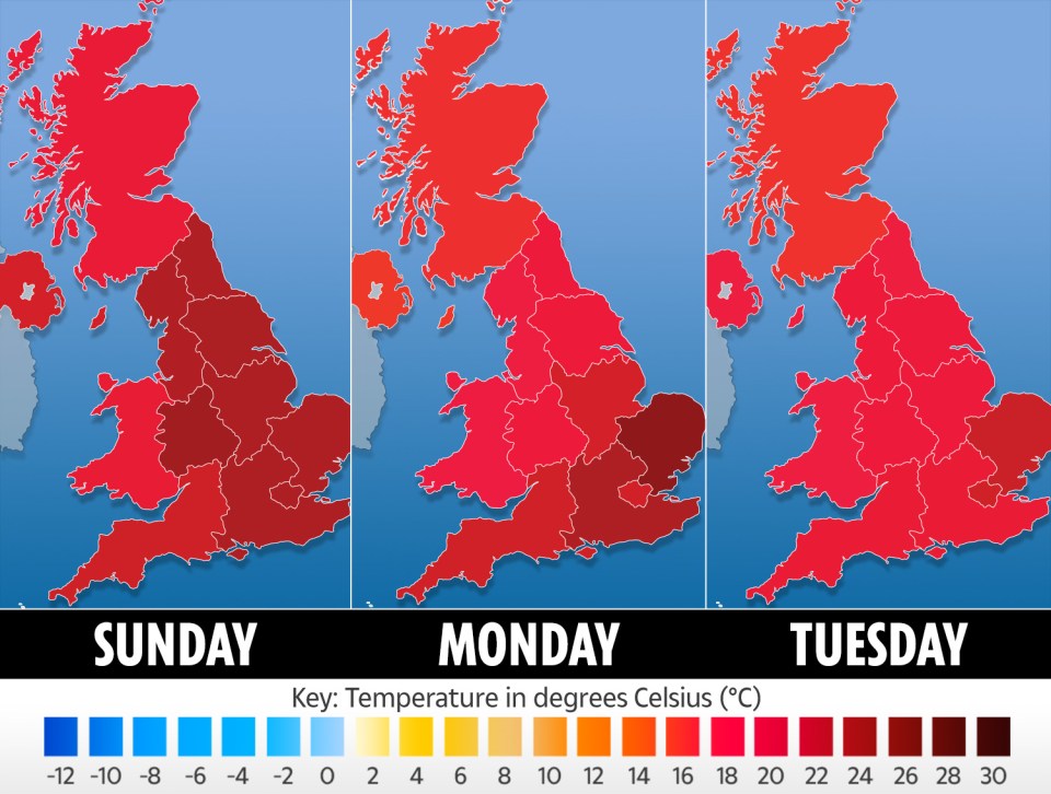 Brits can expect to swelter in the next few days