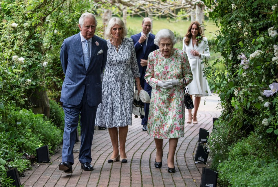 Kate and Charles accompanied the Queen, along with Prince William, Camilla, to the G7 summit at the Eden Project in Cornwall on Friday