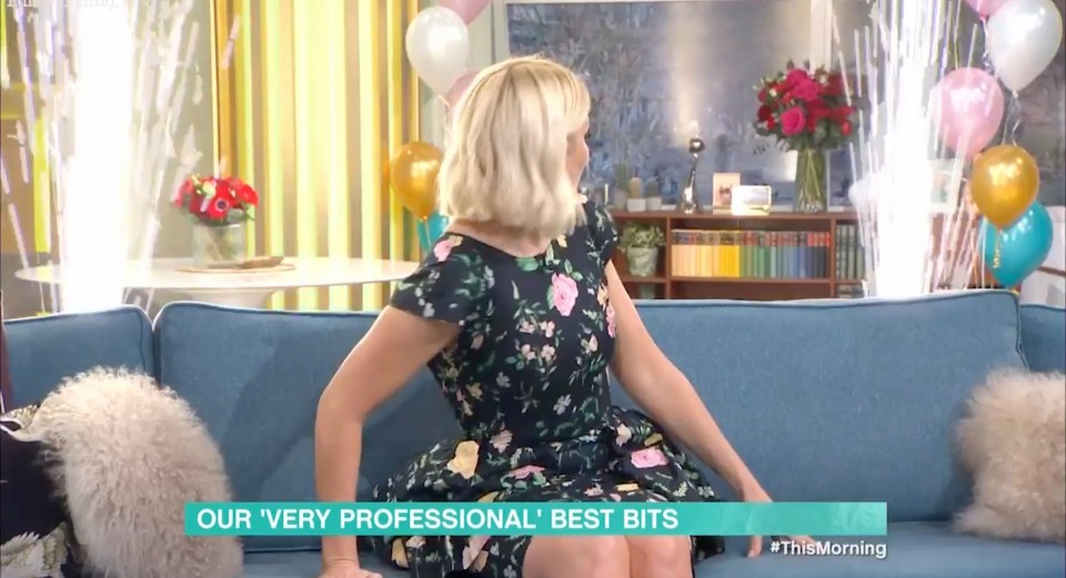 Holly Willoughby was stunned as fireworks popped up from behind the sofa