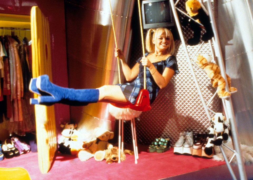 Emma Bunton is pictured inside the bus during the film