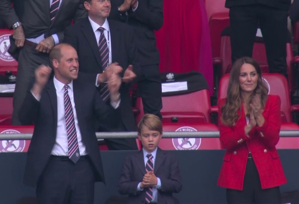 Prince William cheers as England scored the first goal of the nail-biting match at Wembley