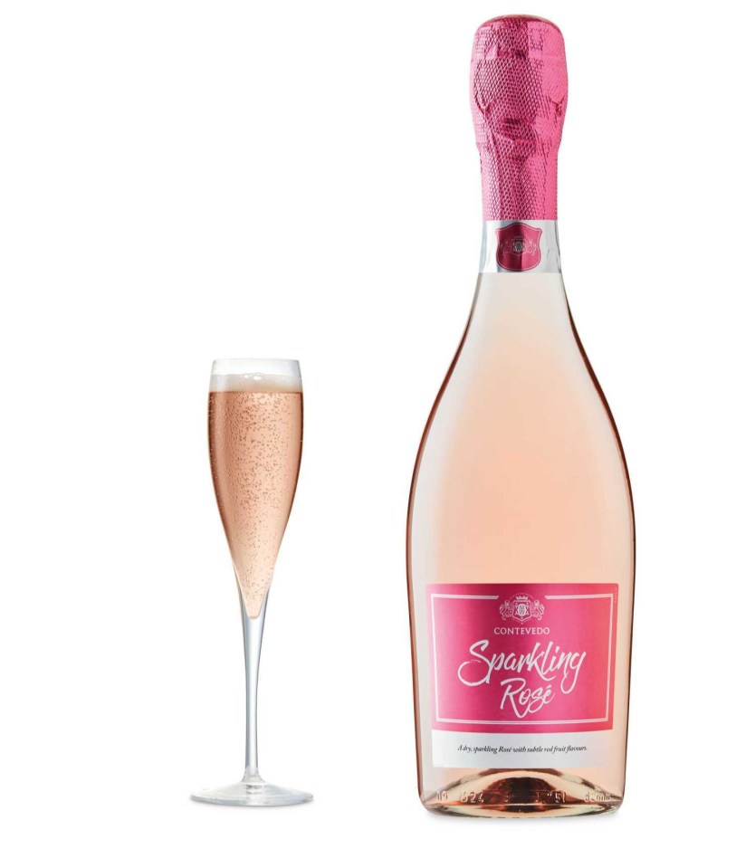 Aldi's sparkling pink wine was the cheapest we could find available