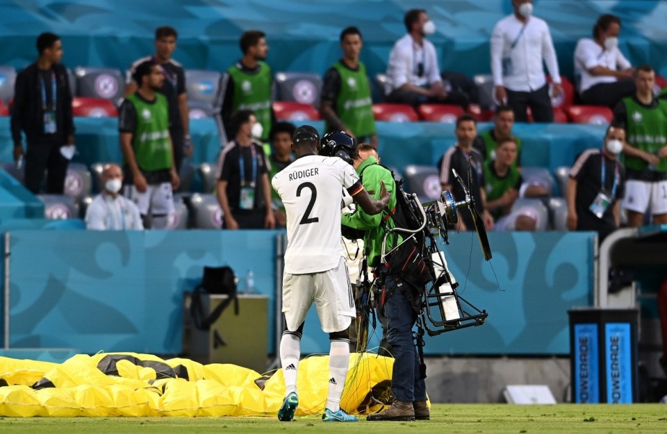 Antonio Rudiger helped the protestor up and ensured he was okay