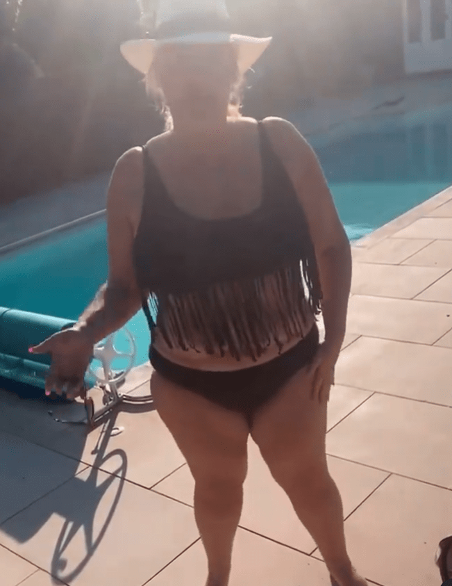 Gemma looked slimmer than ever as she posed in a fringe bikini