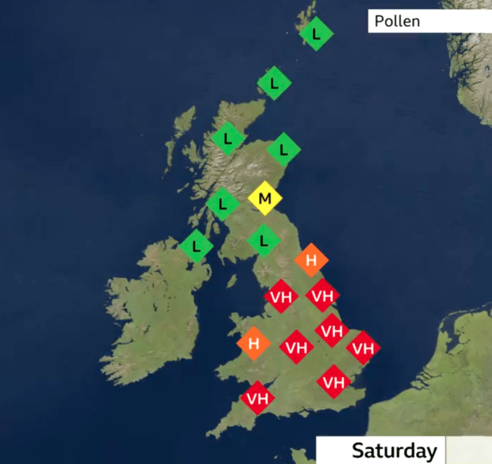 The pollen count is soaring as a result of the warmer temps