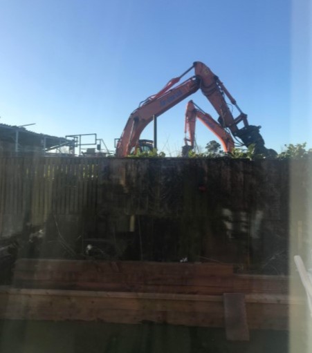 Noise from the workforce and dirt being blown onto their property had prevented Fiona and Tom from sitting in their garden, she said