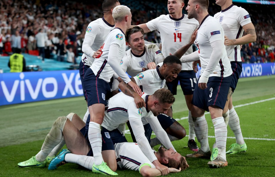 England celebrate the winning goal