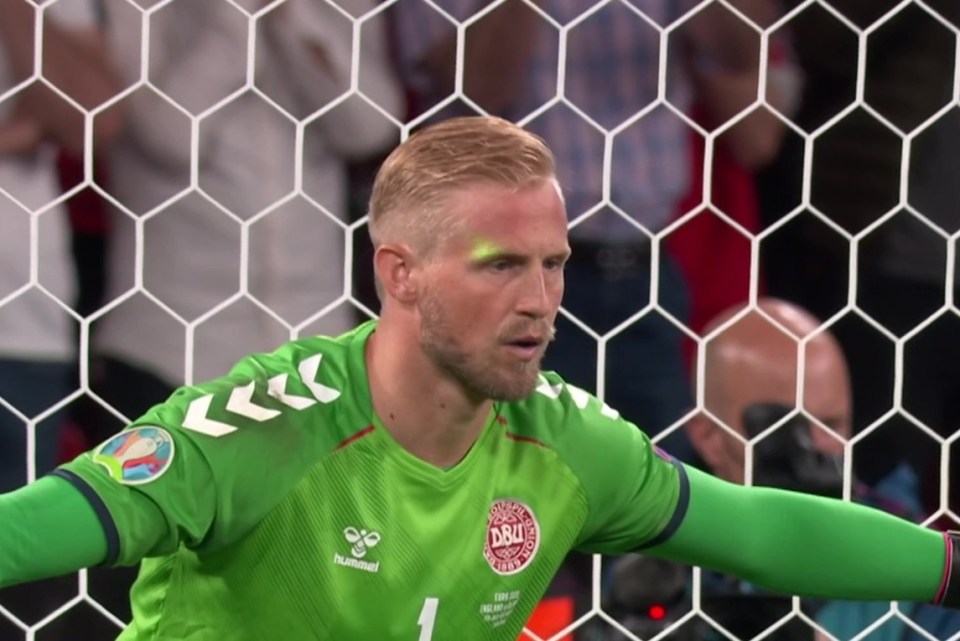 Kasper Schmeichel had a laser pen shone in his face