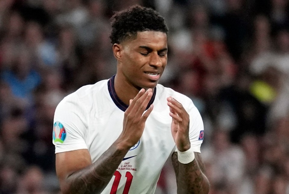 Marcus Rashford suffered penalty heartbreak for England on Sunday