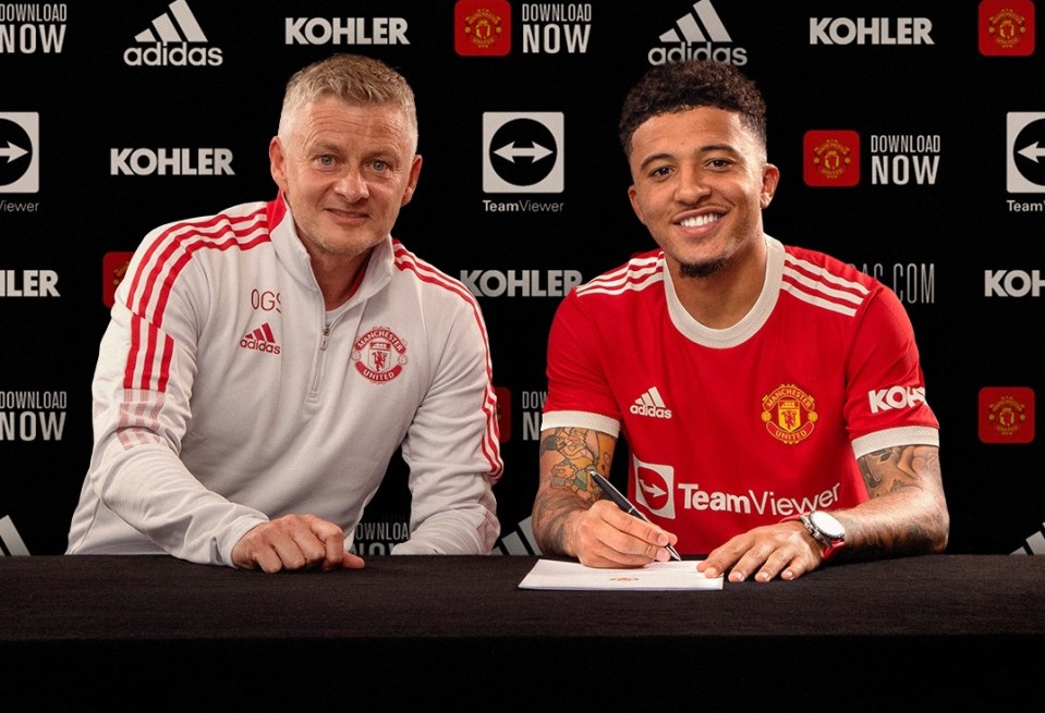 Jadon Sancho was confirmed as a Manchester United player on Friday