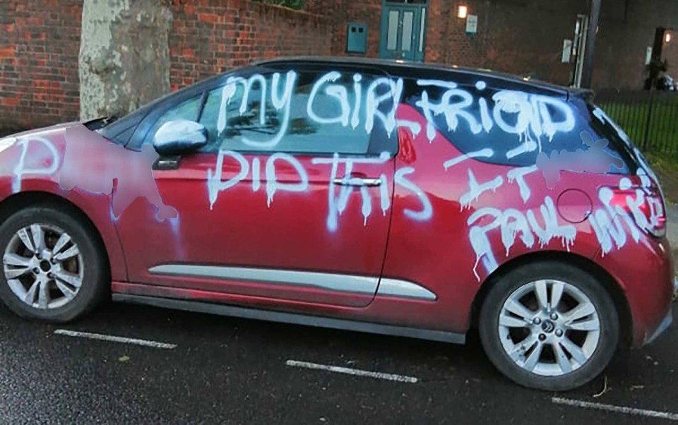 The woman trashed her boyfriend's car after learning about his affair with a married woman