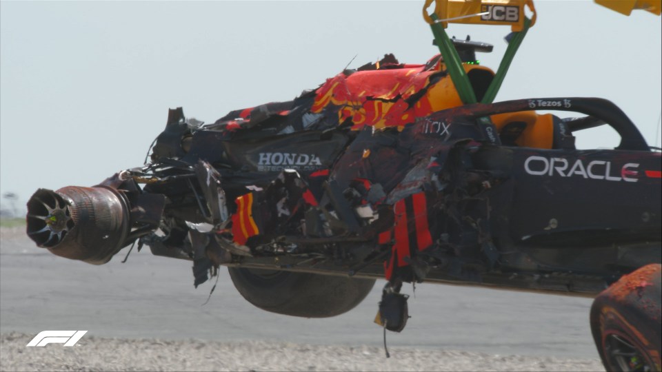 Verstappen's Red Bull motor was wrecked after the 180mph collision