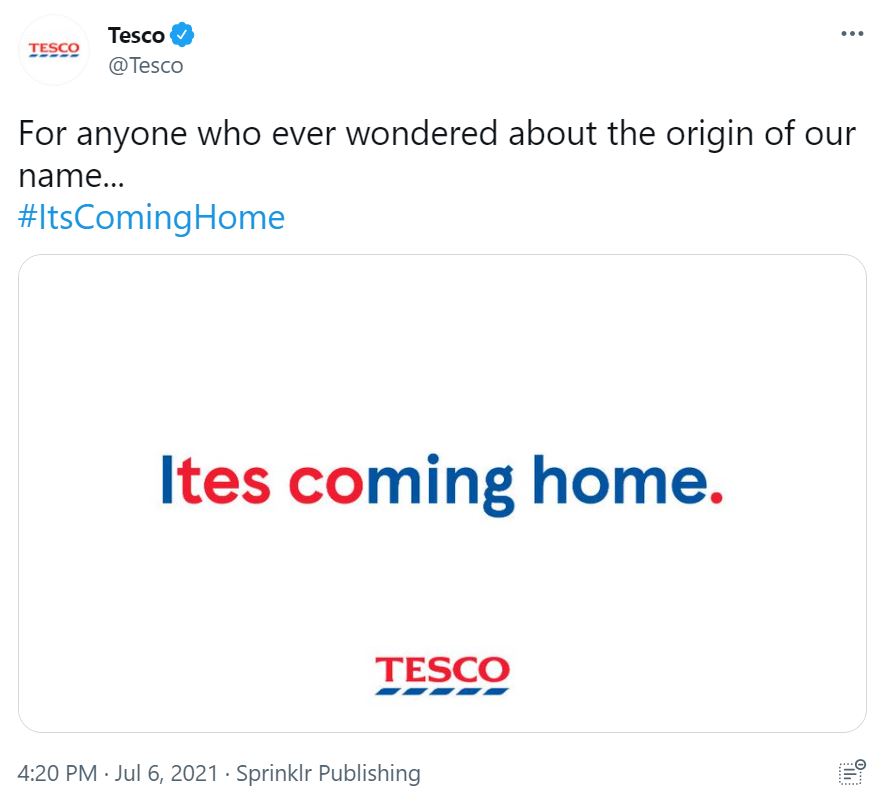 Tesco tried to join in the fun with a 'painful' pun