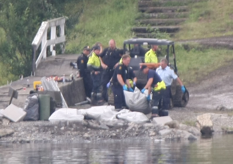 Police remove bodies from Utoya Island, the scene of Breivik’s sickening massacre