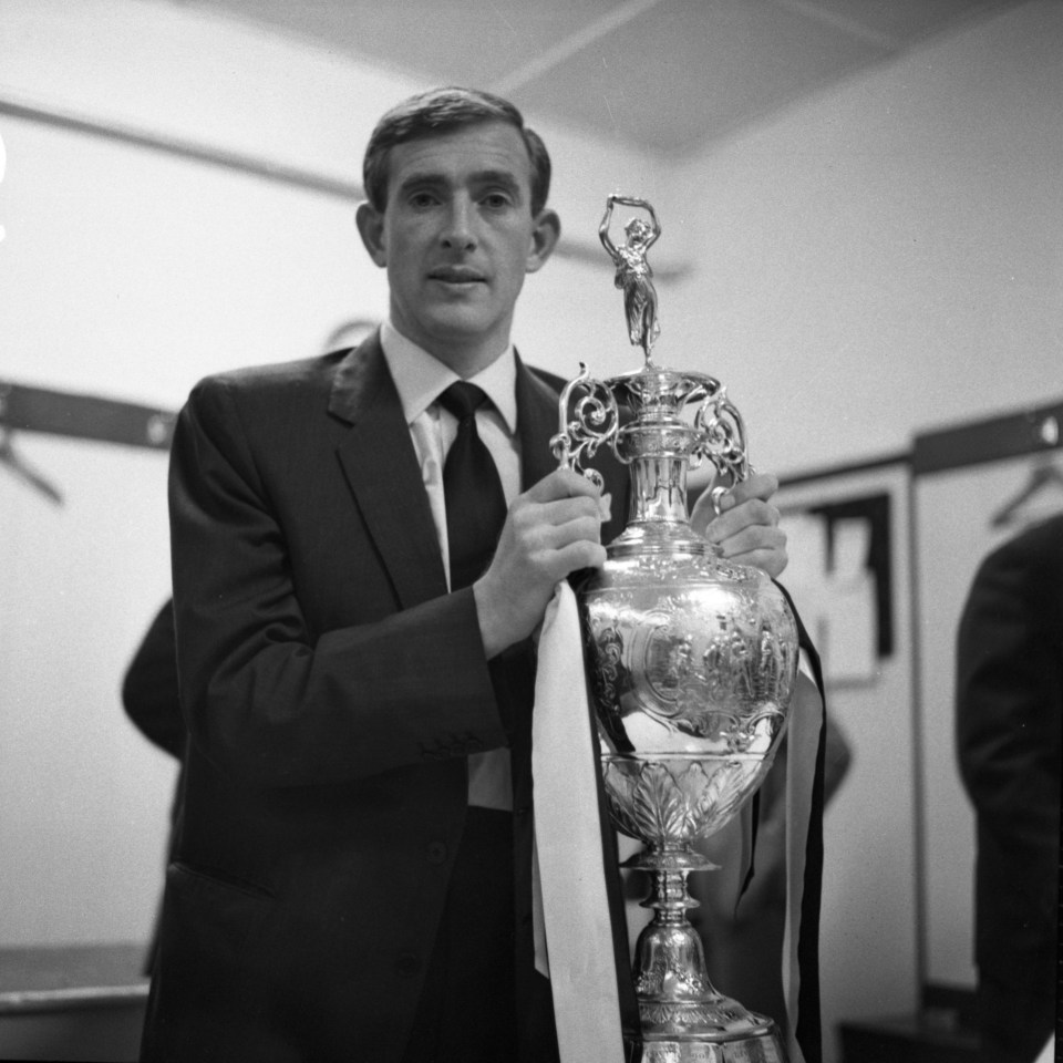 Spurs skipper Danny Blanchflower with the trophy in 1961