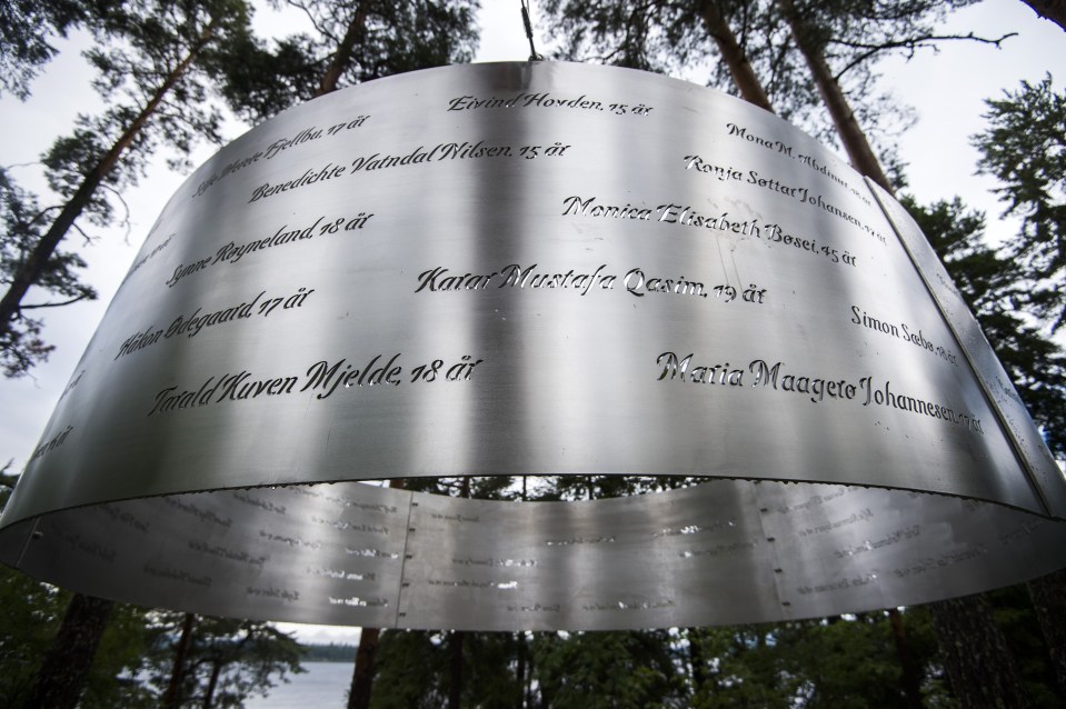 A monument to those killed by Breivik on Utoya Island