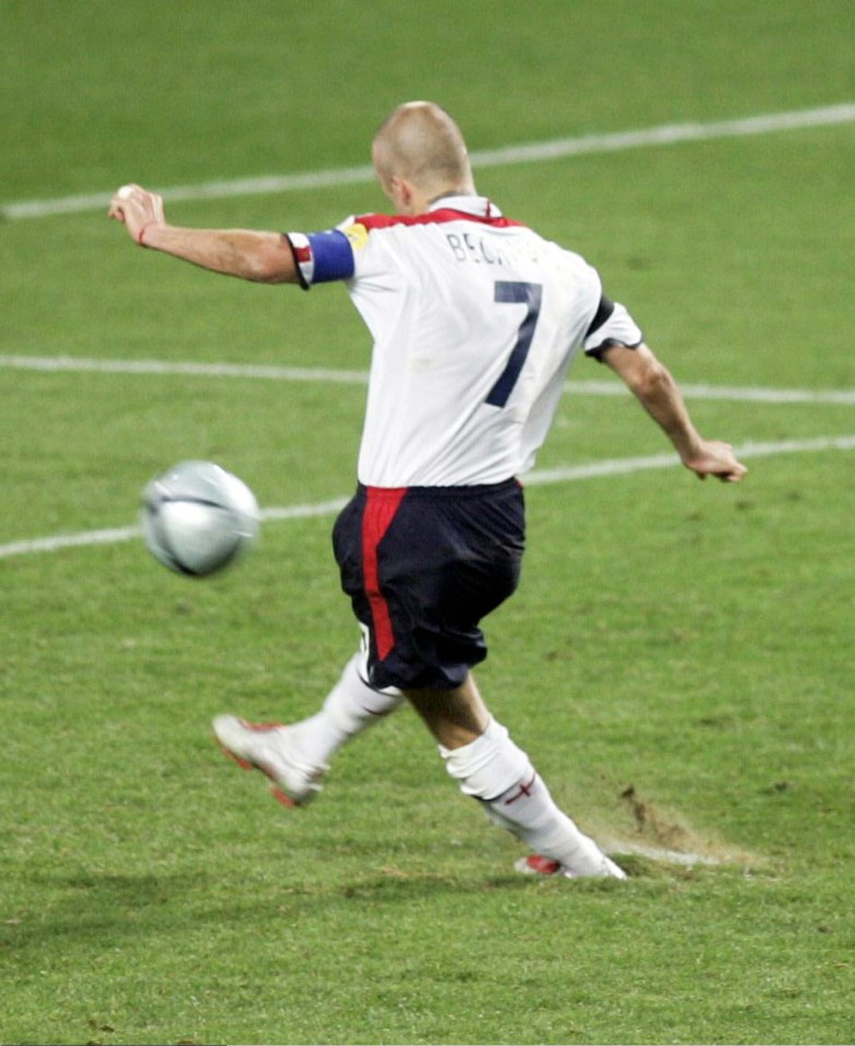 David Beckham sent his penalty flying high and wild over the crossbar in 2004