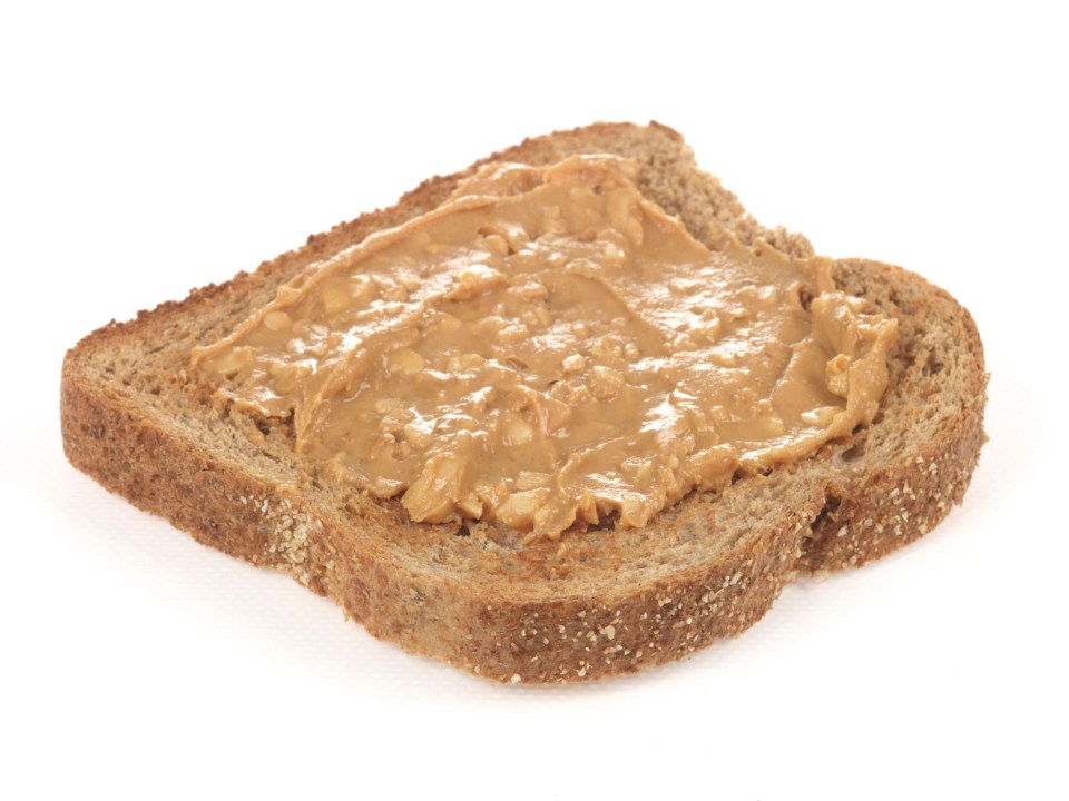 Toast and peanut butter will keep you satisfied till your next meal