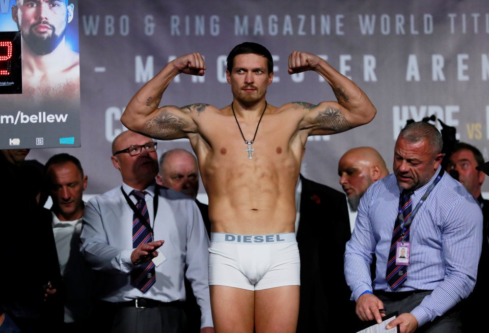 Oleksandr Usyk weighing in at cruiserweight