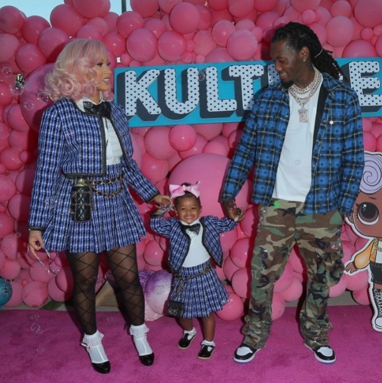 Cardi with Offset and Kulture at the little girl's birthday party