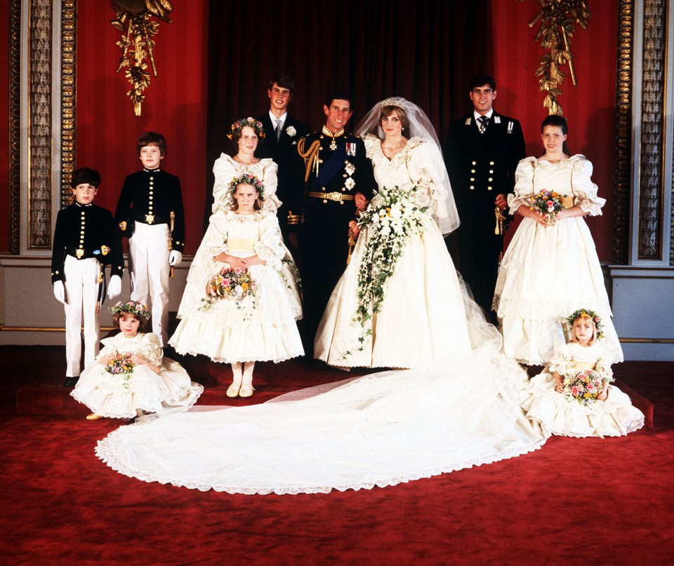 The Prince & Princess of Wales (c) and their young wedding attendants