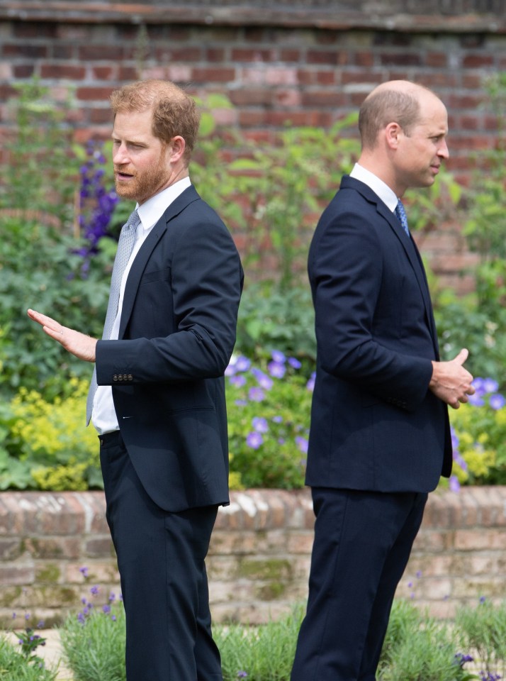 The princes stood back-to-back as they laughed with their guests