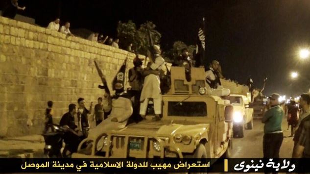 ISIS used similar tactics as they armed their forces with stolen weapons and vehicles