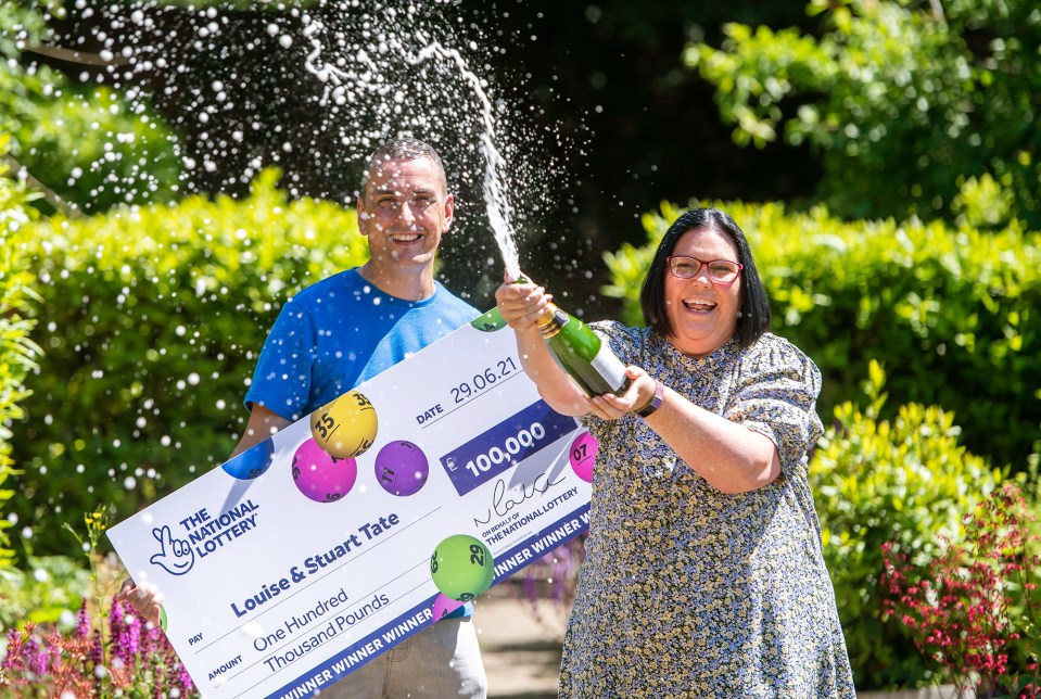 Louise and Stuart celebrate their win near their home in Sunderland