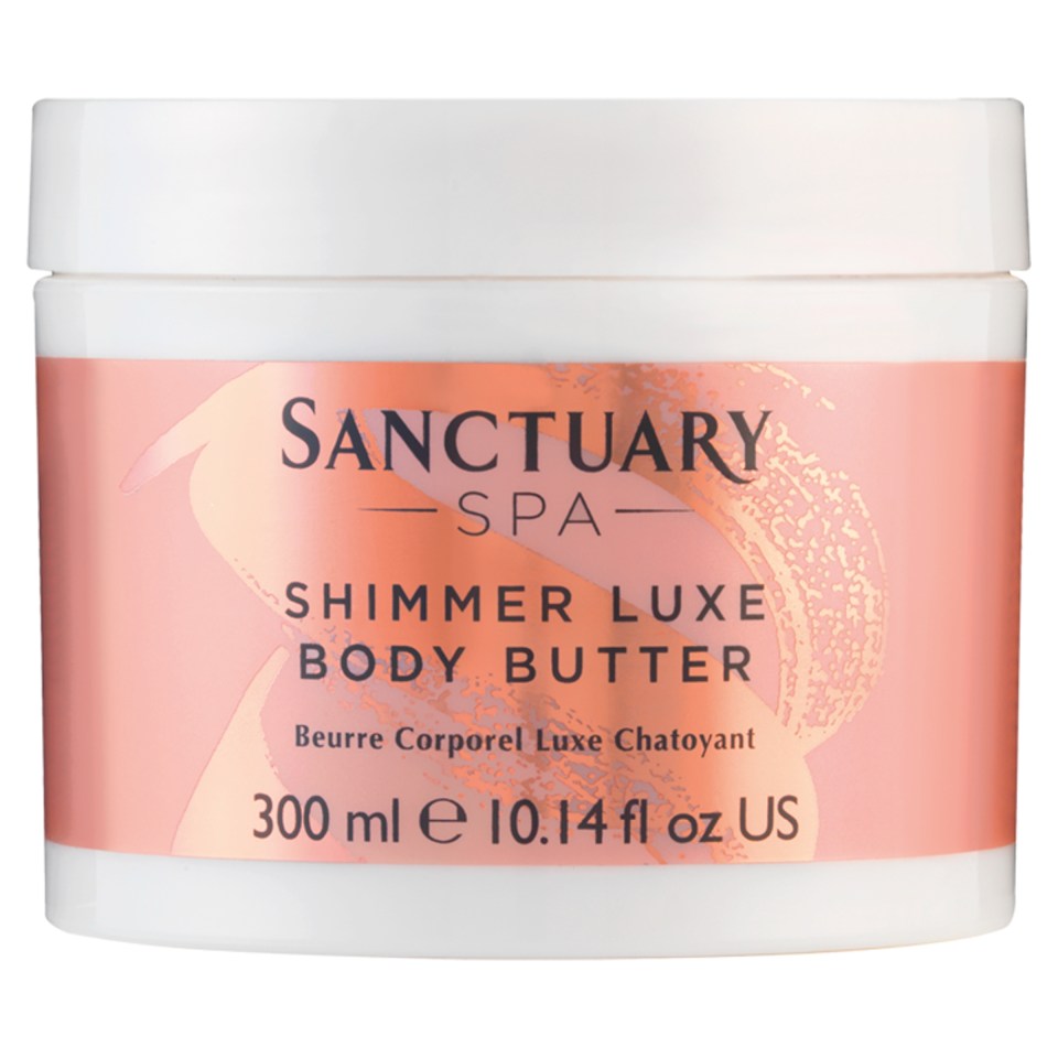 Sanctuary Rose Gold Radiance Shimmer Luxe Body Butter contains nourishing shea butter and rosehip oil