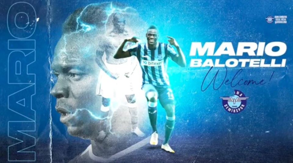 Adana Demirspor announced their free signing of Mario Balotelli on social media