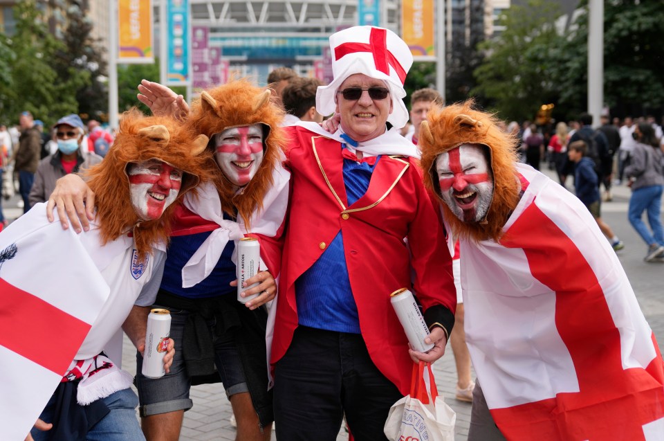 Three lions rocking up to the stadium ahead of the nail-biting match