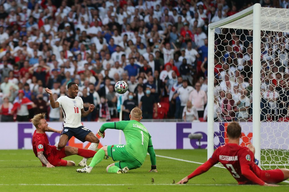 Kjaer could only poke the ball past his own keeper with Sterling breathing down his neck following great play from Kane and Saka