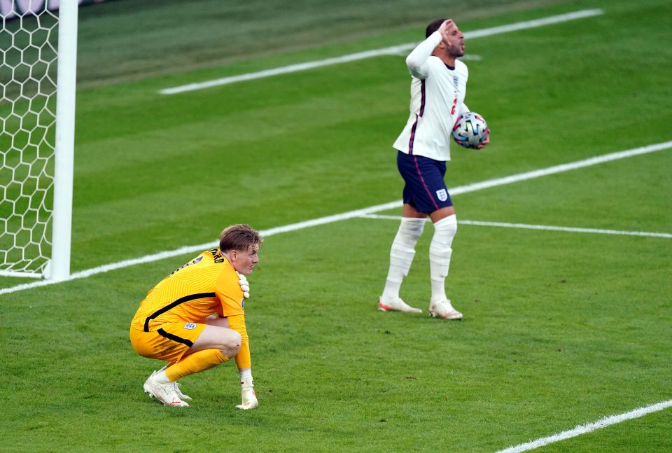 Jordan Pickford was devastated to concede against Denmark