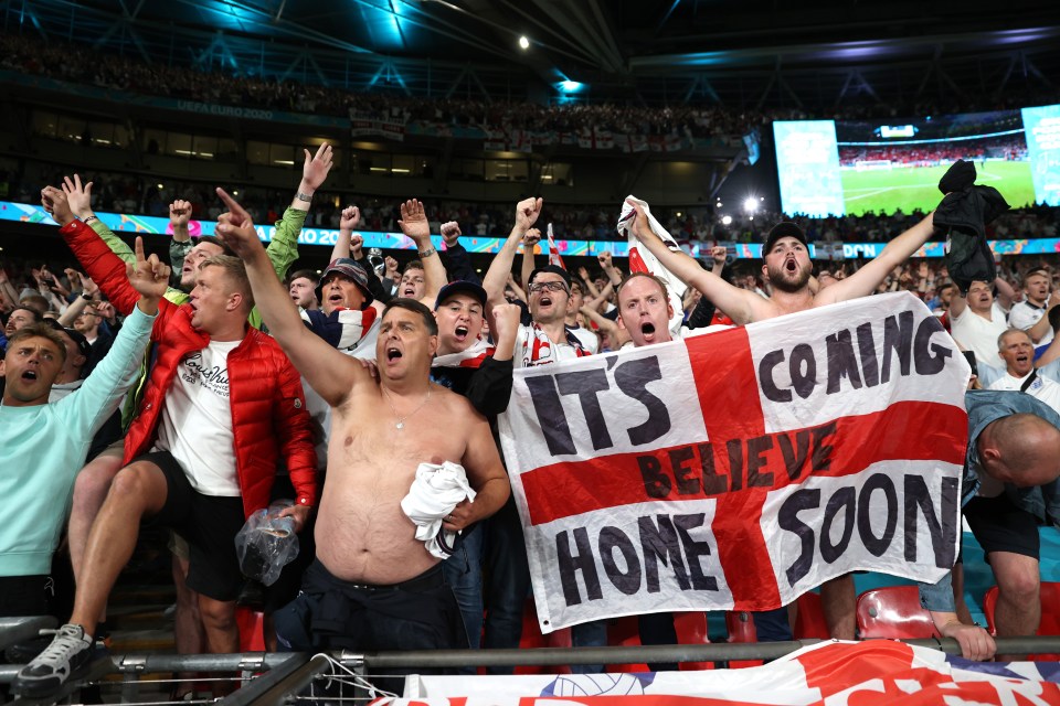 Fans chanted 'it's coming home' after the final whistle